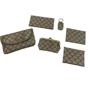 EMSON Monogram 6-Piece Accessory Set - Wallet, Coin Purse, Card Sleeves, Key Fob